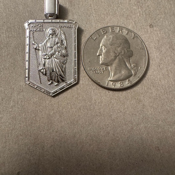 925  sterling silver Raphael Guardian Angel Shield Charm Pendant - Picture 4 of 4